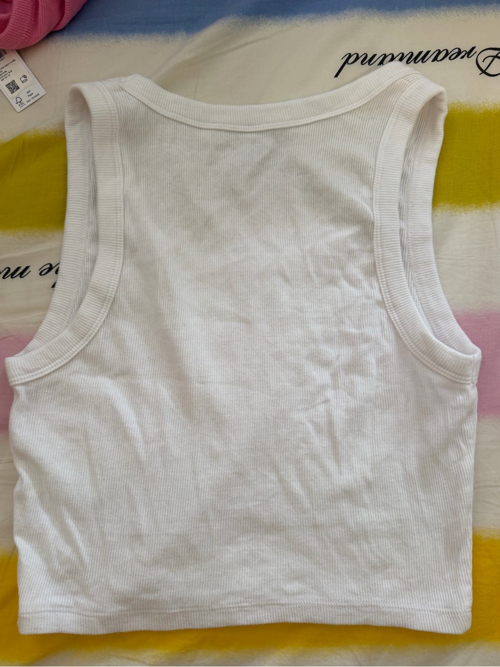 2 SHIRTS Hollister Ribbed Scoop Tank MEDIUM SHORT Pink White - Picture 7 of 8